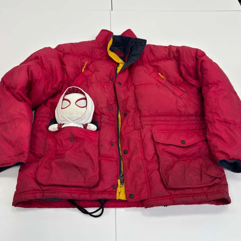 Vintage Gorpcore Outdoor Split-Rail Red Down Puffer Jacket ⛷️